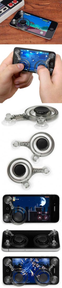 Fling – Mini Game Controller:: Gaming on your iPhone just got a whole lot better! The Fling Mini is designed to bring a much more natural feel to your game play.