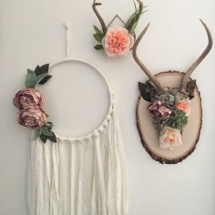 Floral antlers. Shabby chic wall decor. Bohemian by Gypsydaydream