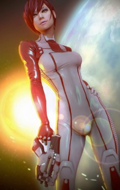 Future, Futuristic, Future Warrior, Sci-Fi, Futuristic Girl, Future Fashion, Futuristic Look, Future Girl, Sexy Comic Girl, Girl Warrior, Futuristic Suit, Science Fiction, Girl with Gun, Futuristic Clothing, Girl Power, Game, Digital Art, Mass Effect - Jane Shepard