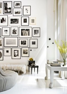 gallery wall in black and white