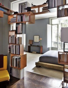 Gamper created the openwork shelving between the master bedroom and the smoking room.