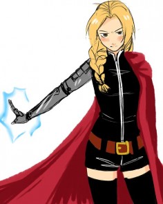 Genderbent Edward Elric.  Can anyone else imagine how much sass he would have as a girl? Ohmygosh.