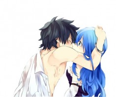 Gray and Juvia *Fairy Tail*  I'm not into this couple together, but this scene is cute.