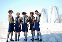 Gundam Wing group cosplay in the Mariemaia Army uniform.