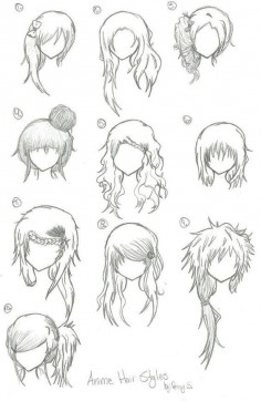 Hairstyles --- Anime, Manga, Drawing, Art, Bun, Curly, Long, Short, Bangs, Spikey [animebleach14 @DeviantArt]