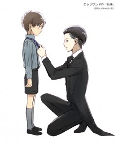 Headcanon: Levi is the son of the head butler at the Jaeger residence and is put in charge of little Eren, who admires the young man and can't wait to see him after his lessons. He likes playing with him and gives Levi the least trouble though he's boisterous and feels extremely happy when Levi smiles at him - because he does it so rarely. AoTxBlackButler