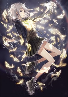 Hikari by famepeera (This reminds me of Tokyo ESP. There are the golden fishes entering the human body and a girl with almost white hair.)