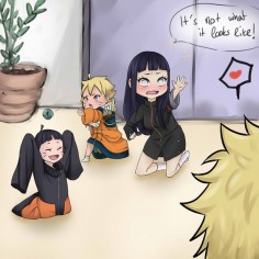 Hinata thinking she's a weirdo for doing this and Naruto's thinking it's adorable.