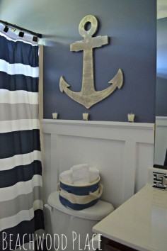 HOME DECOR – COASTAL STYLE – nautical bathroom decor, bathroom ideas, repurposing upcycling, wall decor.