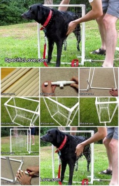 How to Make PVC Dog Wash Certainly an easier way to bathe a large dog outside in warm  chase. Love this.