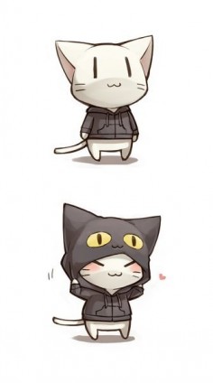I just want to hug him really tight and take him home!!! He's just so adorable!!! :3 #chibi #cat #neko