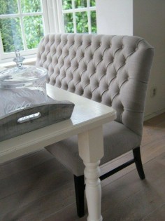 I like the idea of dining benches with  need a kid friendly fabric
