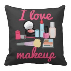I love makeup cosmetics art Decorative Throw Pillow #makeup #ilovemakeup #throwpillows #girly