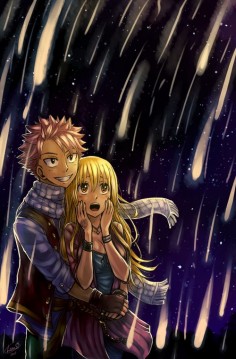 I love this picture of them together! So beautiful and romantic ♥ ~ NaLu ~ Natsu x Lucy ~ Fairy Tail ~ Beautiful artwork by LeonS on tumblr.