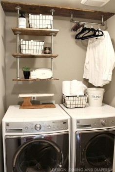 If you have a small laundry room in your new home, creative storage is key! Here are some crafty space solutions courtesy of @Designdininganddiapers (with our wire baskets front and center!)