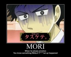I'm in love with Mori. I have a thing for characters with dark hair, a serious lack of outer emotion, but emotion raging inside. Bonus points for anime guys.