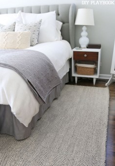 I'm in love with the Sierra Paddle Rug from Rugs USA. The pattern, size, and color is perfect for this neutral master bedroom space.