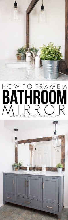 Improve the value of your bathroom with this easy tutorial on How to Frame a Bathroom Mirror!