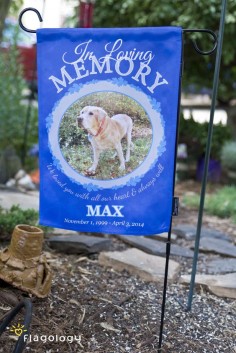 In loving memory: pet tribute garden flags for your special dog or cat.