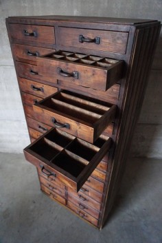 Industrial Pinewood Workshop Cabinet, 1920s | From a unique collection of antique and modern commodes and chests of drawers at 
