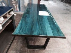 Intense blue on elm tabletop Designed and produced by ccoating netherlands #epoxy #interior #luxury