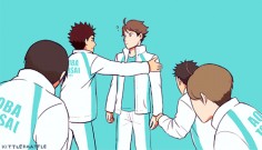 kittlekrattle:  kittlekrattle:  “Happy birthday, captain!”late birthday gif for OIkawa (ﾉ◕ヮ◕)ﾉ*:･ﾟ✧ (hehehe pls excuse the lame pun)sort of inspired by this fanart by shounenkings​ :D (kyoutani is hiding somewhere in the background probably)i have to stop making gifs  I feel the need to just casually mention that the gif I used as a reference for this was one of Snow White and the Seven dwarves  can guess who here is snow white