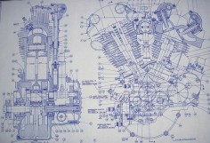 Knucklehead Harley Engine Drawing / Blueprint