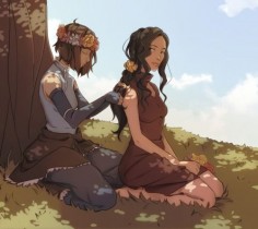 Korra and Asami - I like to think this picture is of them in the spirit world on vacation getting some much needed down time