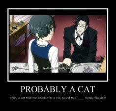 Kuroshitsuji / Claude and Ciel / Yep. A cat. Sebastian is channeling his true form.