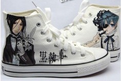 Kuroshitsuji Shoe Art. Sebastian and Ciel. Black Butler. Awesome hand painted shoes.