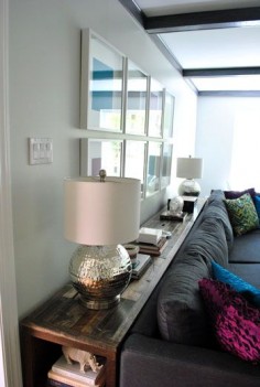 Large DIY Console table for behind a sectional when traditional side tables won't work. I want this!!