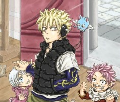 Laxus, Lisanna, Natsu and Happy when they were younger