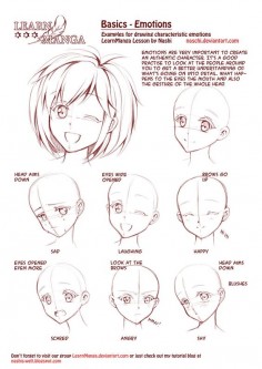 Learn Manga: Emotions by *Naschi on deviantART, how to draw manga face, girl face, cute kawaii drawing tutorial , how to manga draw eyes , expressions, manga, anime, tutorial