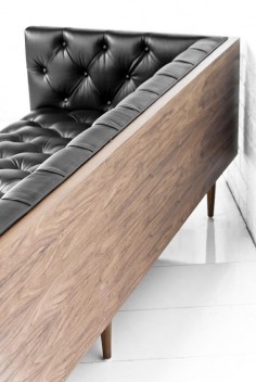 leather and wood sofa