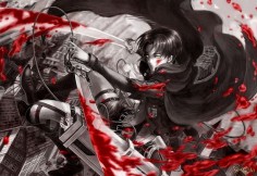 Levi Rivaille Blade Blood Stain 3D Maneuver Gear Cape Attack on Titan Shingeki no Kyojin Anime HD Wallpaper Desktop PC Background 2123