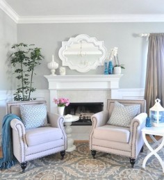 Light grey and blue living room.