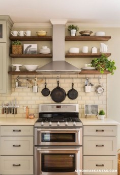 Little Rock Arkansas Home Makeover by Kathryn LeMasters | range hood incorporated into shelving wall