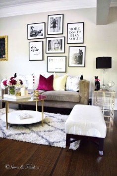 LIVING IN 550 SQ FT Found this beautiful gold side table at HomeGoods that blends in perfectly with my daughters living room! (Sponsored pin)