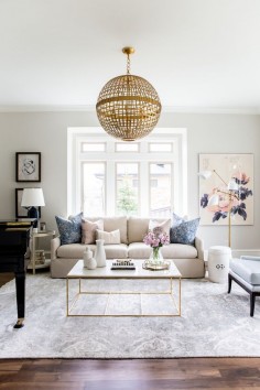Living Room Inspiration: Navy, Blush and Gold Living Room by Studio McGee