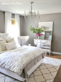Loads of tips for how to organize, decorate and add style to a small bedroom. An attractive hanging light fixture or the sparkle of a chandelier can bring a small space to life. Just be careful of the size and the fussiness of the fixture. A too large or too fussy light fixture can visually fill up a room.