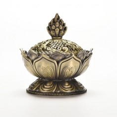 Lotus Flower Incense Burner Metal Bronze Bohemian Home Decor