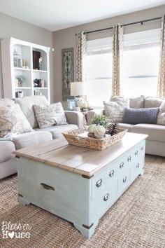 Love the coffee table and greige beige walls. Pretty lining room style #Greige #neutrals #livingroom