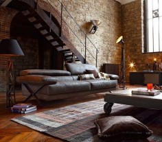 Love the exposed stone and the industrial feel!