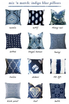 Love the idea of mixing all of these blue pillows together! Found this picture on Small Shop blog. Very Ralph Lauren Home!