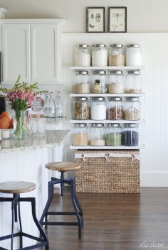 Love this idea! Great use of space and fun display to add texture to your kitchen.