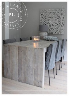 Maatwerk / stoere landelijke eettafel / FRANCE LOVE LOVE LOVE THIS TABLE!!!!! and the gray wall :D