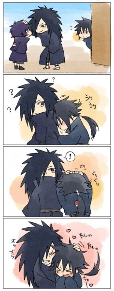 Madara and his brother Izuna. Izuna is jealous that Madara gave a pat on the head to someone else. Aww!!