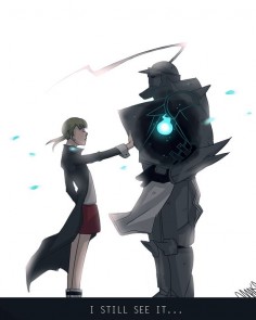 Maka from Soul Eater and Alphonse from Fullmetal Alchemist; wow this is really a nicely done crossover!