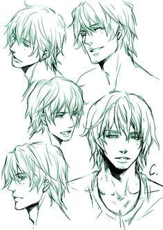 Manga Boy - Different Expressions from different Angles - Drawing Reference