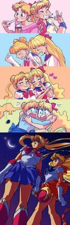 me and my cousin always do this!!! I'm sailor moon and she's sailor moon.